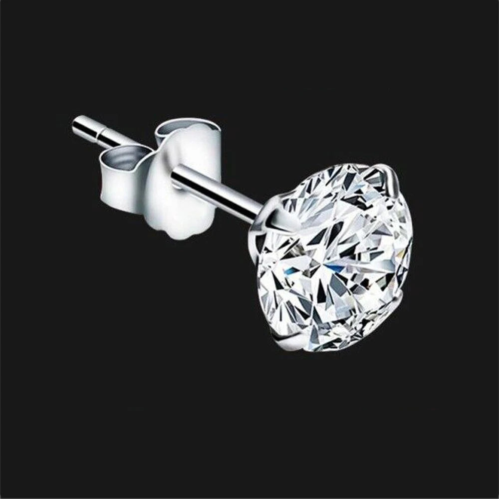 1 Pair Classic Stainless Stee Stud Earrings For Women CZ Zircon Ear Piercing Surgical Steel Ear Jewelry for Men Boys Women Girls