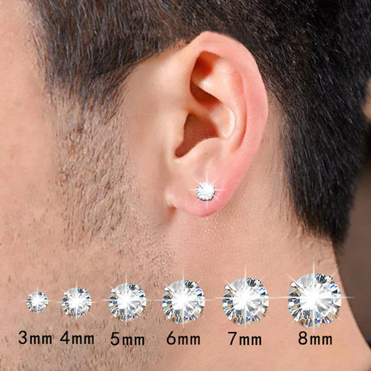 1 Pair Classic Stainless Stee Stud Earrings For Women CZ Zircon Ear Piercing Surgical Steel Ear Jewelry for Men Boys Women Girls